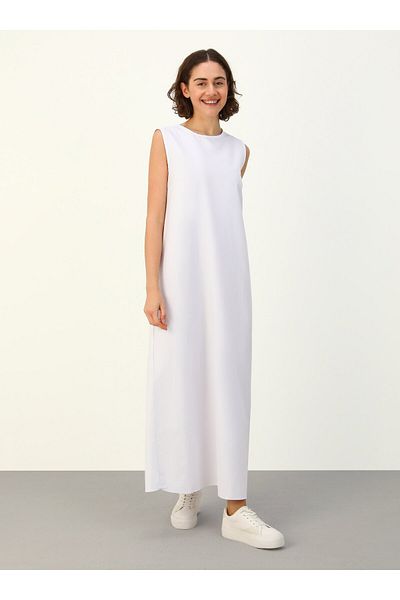 Benin White Poplin Sleeveless Lingerie Dress
