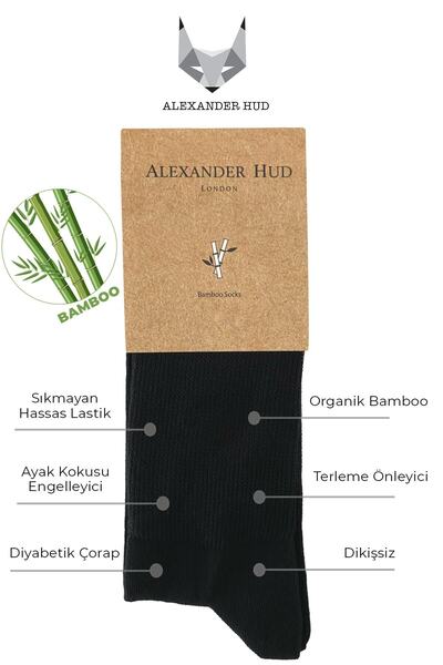 ALEXANDER HUD Бамбукови чорапи, 3 чифта, тъмносини, диабетични, захарни, безшевни, несвиващи се, еластични, без мирис