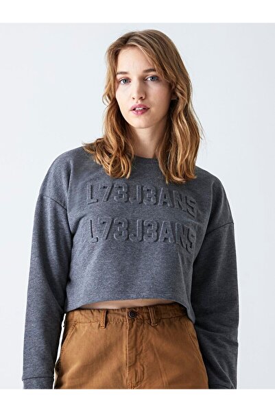 Ltb Bisiklet Yaka Gri Sweatshırt