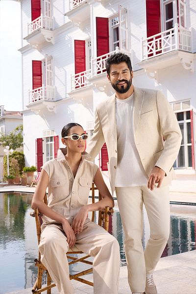 ALTINYILDIZ CLASSICS Ανδρικό μπουφάν μπεζ Slim Fit Slim Fit γιακά με χελιδονοουρά Casual Blazer