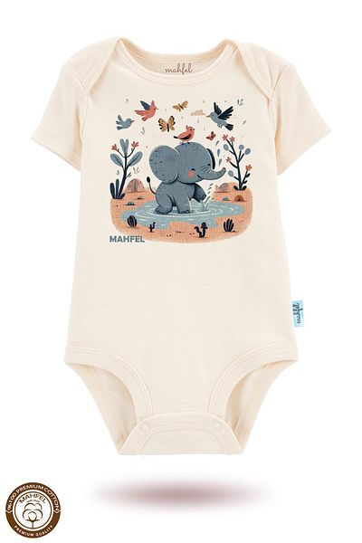 MAHFEL 2-Piece 100% Cotton Organic Printed Snap Fastener Baby Bodysuit