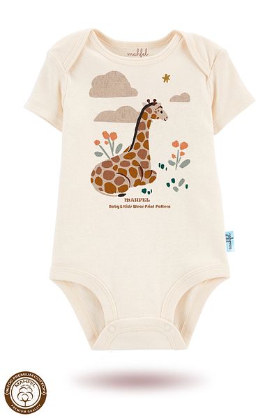 MAHFEL 2-Piece 100% Cotton Organic Printed Snap Fastener Baby Bodysuit