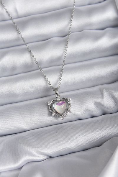 Store 316l الصلب سلسلة فضية اللون القلب نموذج قلادة المرأة