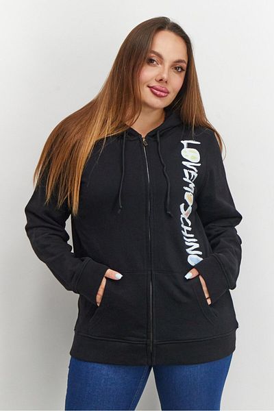 Love Moschino Women Hooded Neck Graphic Sweatshirt, Black