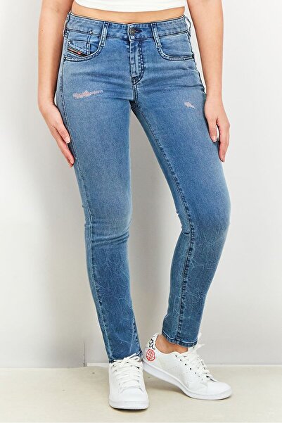 Diesel Women Regular Fit Stretchable Denim Jeans, Blue Wash