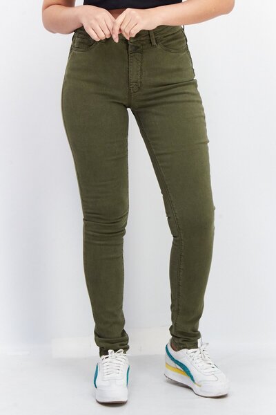 Esprit Women Skinny Fit Washed Stretchable Jeans, Olive