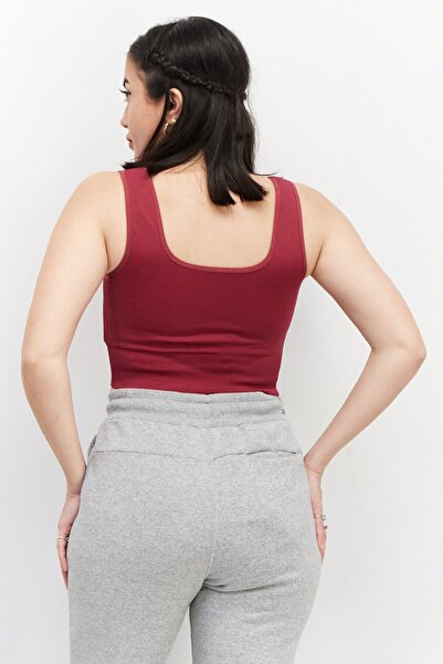 NA-KD Women U Neck Sleeveless Textured Top, Magenta