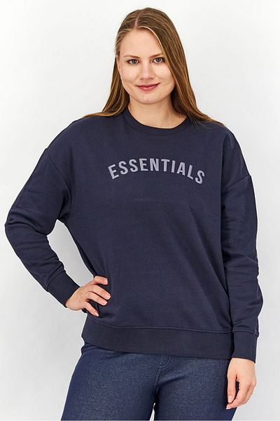 Tchibo Women Crew Neck Long Sleeve Textured Sweatshirt, Navy