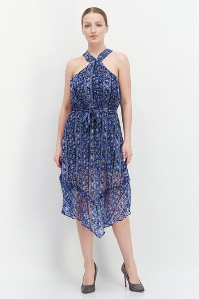 Pepe Jeans Women Floral Print Casual Midi Dress, Navy Combo