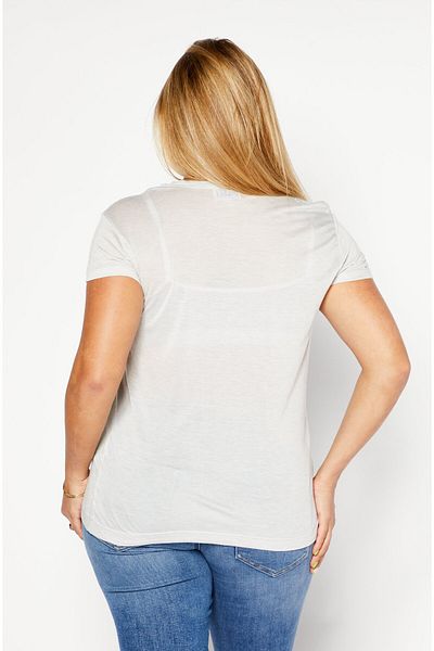Diesel Women Round Neck Short Sleeve Graphic Top, Light Grey