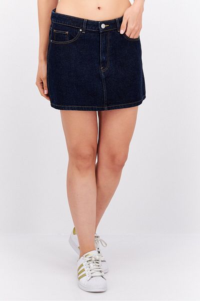 Sinsay Women Plain Denim Mini Skirt, Navy
