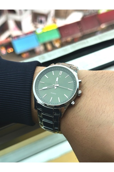 İnogge Silver Case Silver Band Premium Green Dial Men's Wrist Watch