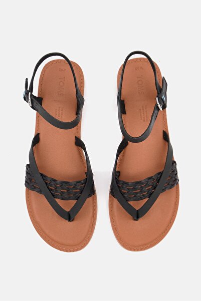 Toms Women Lexie Leather Braid Flat Sandals, Black