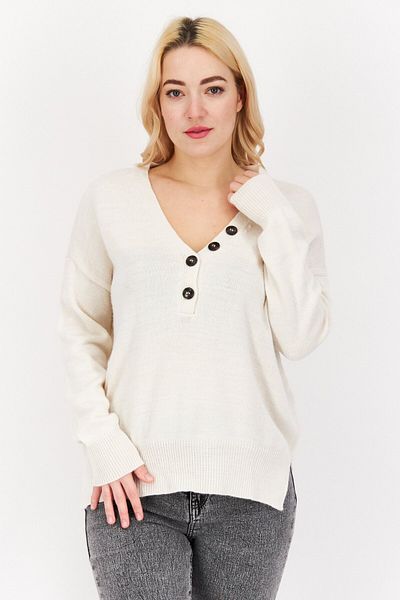 NA-KD Women V Neck Knitted Sweaters, White
