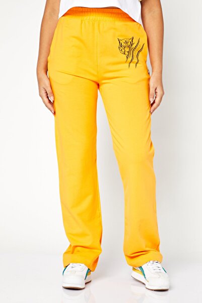 Plein Sport بنطال رياضي رياضي مناسب للتدريب للنساء، برتقالي