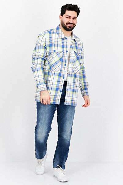 Esprit Men Regular Fit Long Sleeve Checkered Casual Shirt, Blue Combo