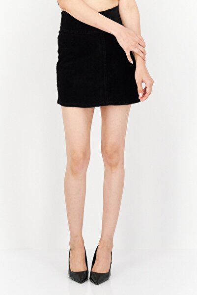 Monki Women Textured Basic Mini Skirt, Black