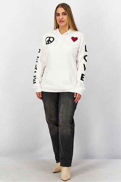 Love Moschino Women Hooded Neck Graphic Sweatshirt, White