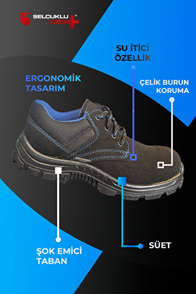 ADESAN İş Güvenliği Ayakkabısı Çelik Burun Süet Siyah- Mavi S2