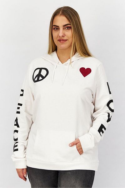 Love Moschino Women Hooded Neck Graphic Sweatshirt, White