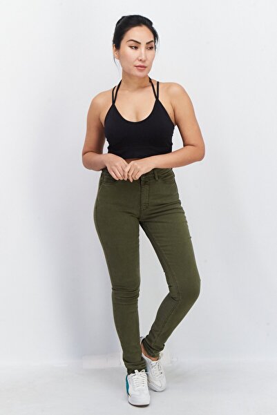 Esprit Women Skinny Fit Washed Stretchable Jeans, Olive