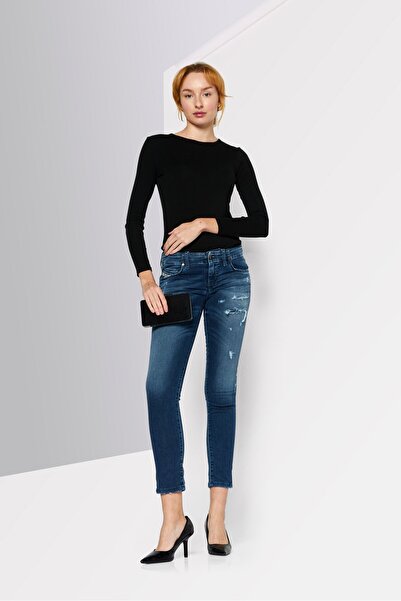 Diesel Women Regular Fit Skinny Rip Denim Jeans, Blue