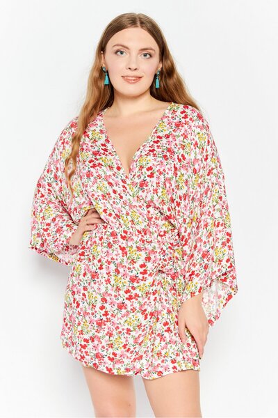 Etam Women Floral Print Wrap Dress, Red