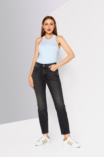 Diesel بنطلون جينز نسائي ضيق قابل للتمدد، لون فحمي