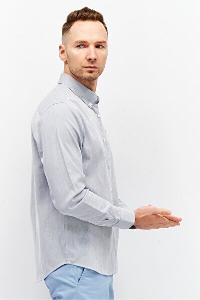 Esprit Men Regular Fit Long Sleeve Micro Strip Casual Shirt, Navy