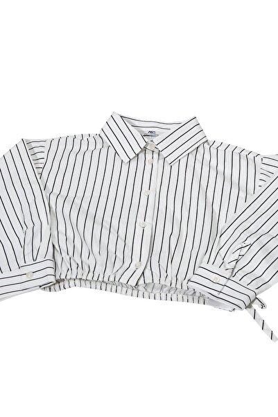 ASG TEKSTİL Cămașă pentru fetiță cu dungi negre de culoare albă