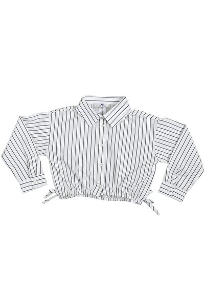 ASG TEKSTİL Cămașă pentru fetiță cu dungi negre de culoare albă