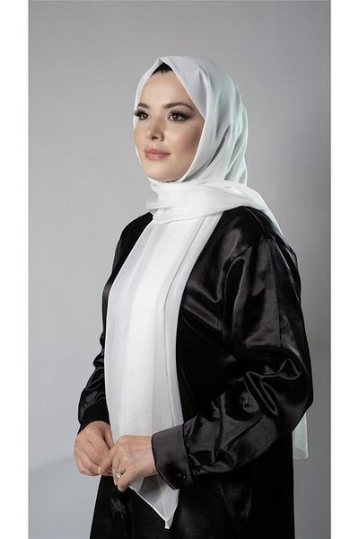 HÜRREM BONE Βραδινό φόρεμα Janjan από ύφασμα σιφόν κρεμ Απλό Κλασικό Σάλι 202108 _40