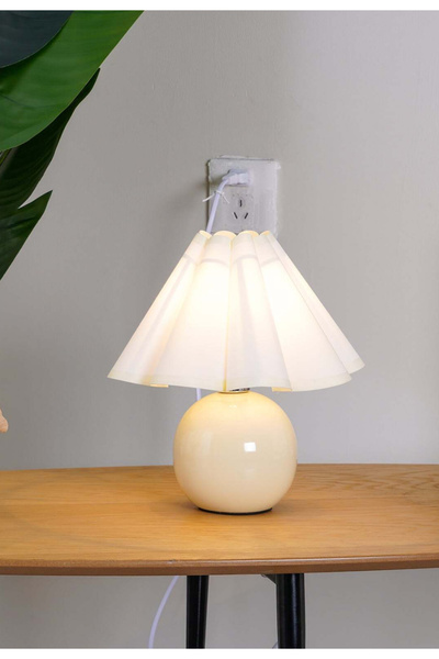 Buiva Modern Tasarım Dolce Abajur Krem Şapka Krem Gövde