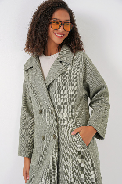 Bigdart 9113 Model - Oversize Woolen Wide Cut Cashew Coat - Çağla