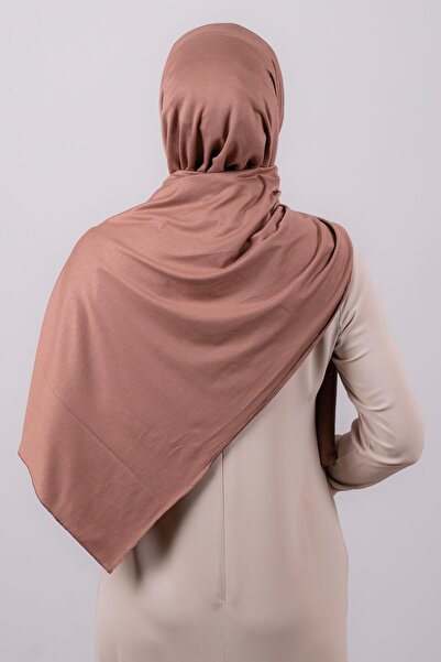 HÜRREM BONE Milky Brown Plain Classic School Shawl Viscose Fabric Lycra Combed Cotton 202101_26