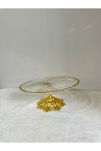 USD HOME Gilded Large Size Round Stand Cake Presentation Serving Plate 31 cm