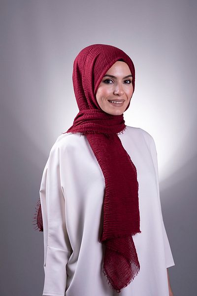 HÜRREM BONE Claret Red Plain Classic Σάλι Τυλιγμένο Σάλι 202104 _16