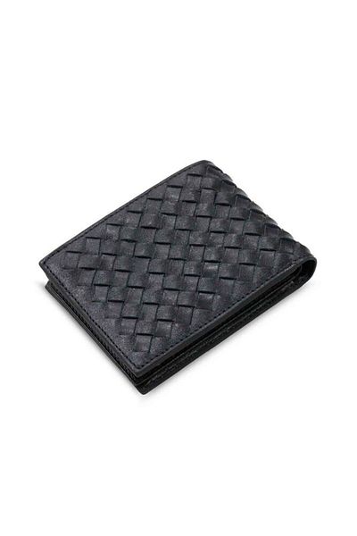 GUARD Knitted Pattern Black Genuine Leather Men's Wallet - Grd2412Wt974