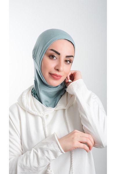 HÜRREM BONE Çağla Yeşili Πρακτικό έτοιμο κουμπωτό Hijab Bonnet Sandy Fabric Sports Hijab 2113_32
