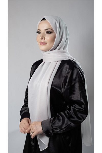 HÜRREM BONE Light Mink Plain Classic Shawl Chiffon Fabric Janjan Evening Dress 202108_56