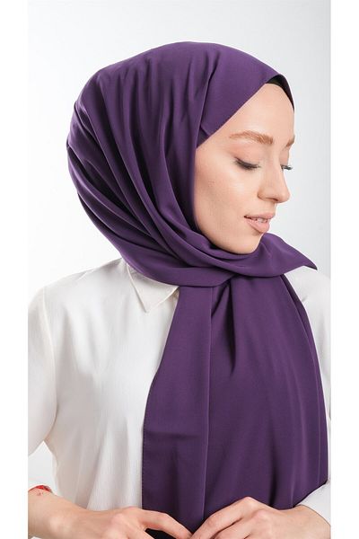 HÜRREM BONE Purple Plain Classic Shawl Medina Silk Plain 202103_22