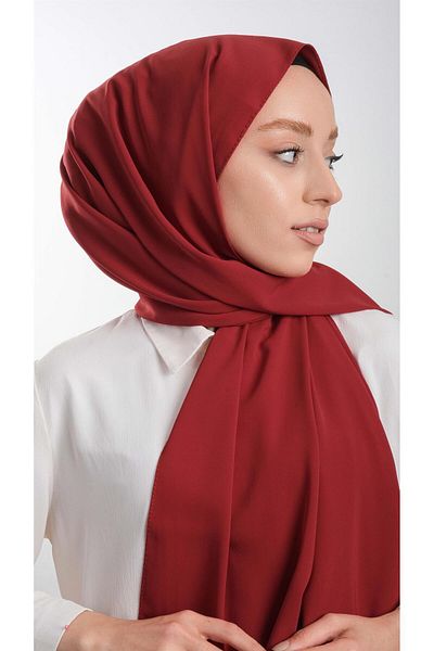 HÜRREM BONE Red Plain Classic Shawl Medina Silk Plain 202103_31