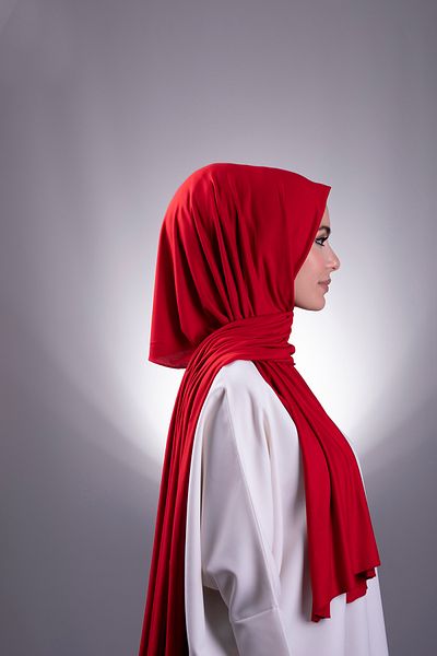 HÜRREM BONE Roșu uni șal clasic țesătură viscoză Lycra bumbac pieptănat 202101_31