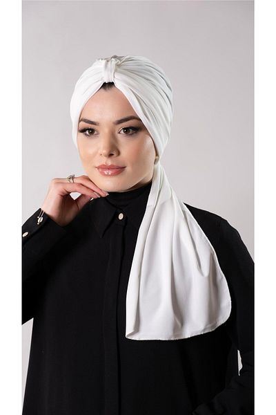 HÜRREM BONE Cream Practical Ready-made Interlocking Hijab Bone with Sandy Fabric Scarf 2204_40