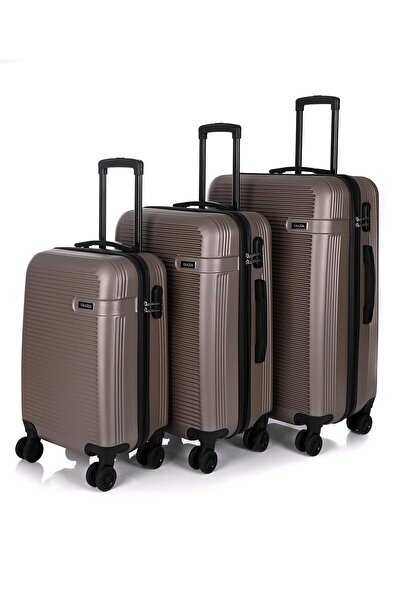 DERİEND Deriend 3000 Unisex 3'lü Valiz Seti Altın