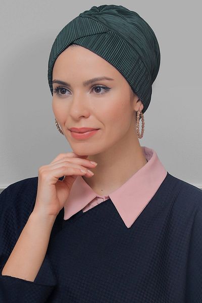 HÜRREM BONE Καπνιστό Πρακτικό Έτοιμο Καπάκι Hijab Fukuro Πλισέ Σταυρός Κορδόνι 1822_25