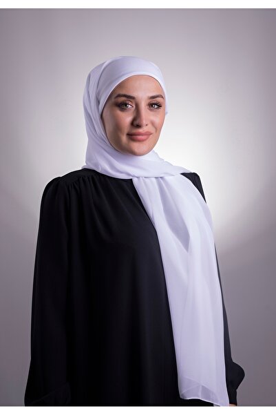 HÜRREM BONE White Practical Ready-made Interlocking Shawl Chiffon Pipe Bonnet 3001_42