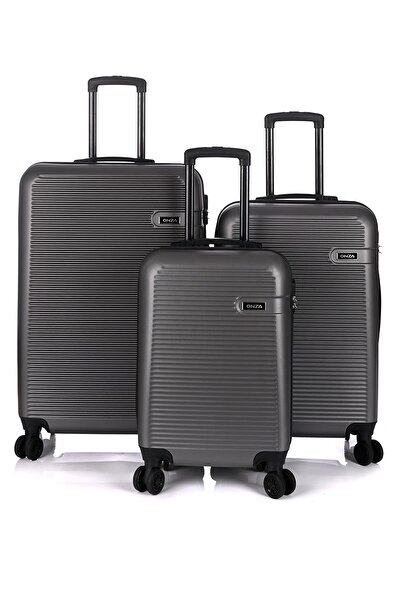 DERİEND Deriend 3000 Unisex 3'lü Valiz Seti Antrasit