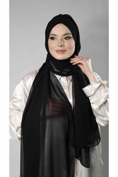 HÜRREMBONE SARAYDAN GELEN GÜZELLİK Negru, practic, gata de fabricație, șal de oase, șifon, autolegat, cu o singură bandă 1453_01