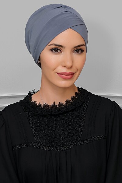 HÜRREMBONE SARAYDAN GELEN GÜZELLİK بونيه حجاب رمادي عملي - قماش ساندي، برباط ...